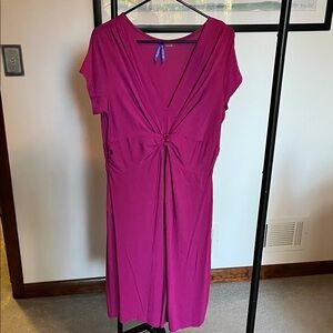 Seraphine Fuchsia Maternity Dress with Knot Accent